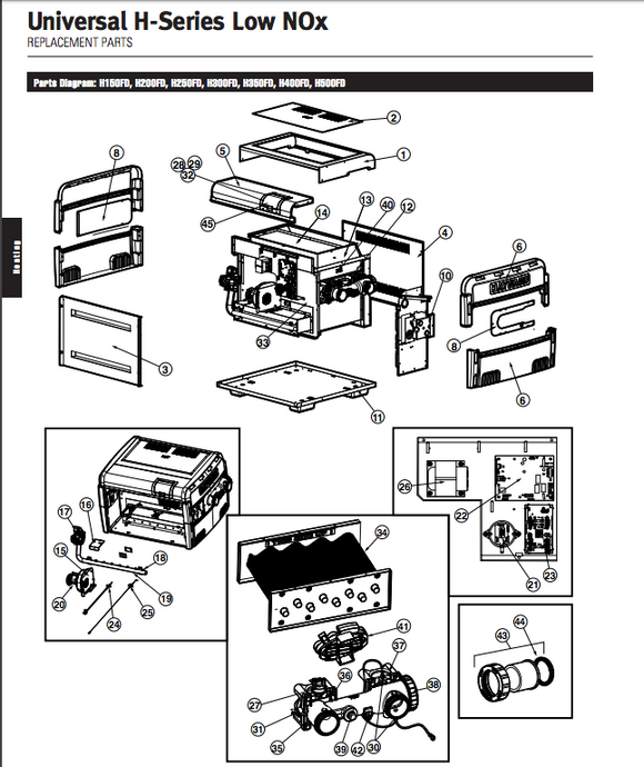 Indoor Vent Adapter Kit, H350FD,  Positive-Pressure (Horizontal) - UHXPOSHZ13501