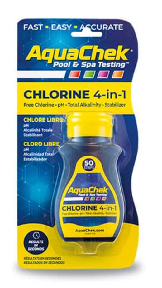 AquaChek Chlorine 4-in-1 Test Strips (50 Strips per Bottle) - 511242A