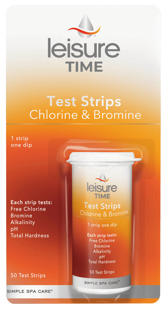 Leisure Time Chlorine & Bromine Test Strips, 50 Strips (1 Bottle) - 45006A